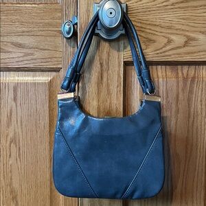 NWT Steel Blue Leather Bag